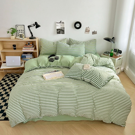 91家纺网 家纺一手货源 找家纺 （总）2025新款简约时尚无印风水洗棉四件套学生三件套床品套件