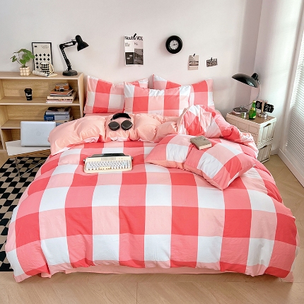 91家纺网 家纺一手货源 找家纺 （总）2025新款简约时尚无印风水洗棉四件套学生三件套床品套件