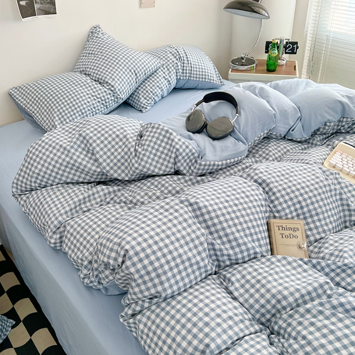 91家纺网 家纺一手货源 找家纺 （总）2025新款简约时尚无印风水洗棉四件套学生三件套床品套件