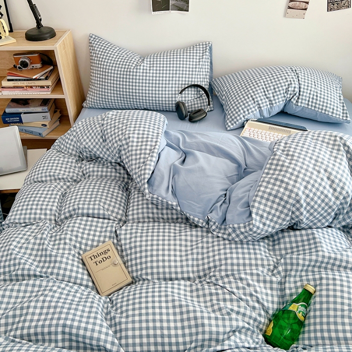 91家纺网 家纺一手货源 找家纺 （总）2025新款简约时尚无印风水洗棉四件套学生三件套床品套件