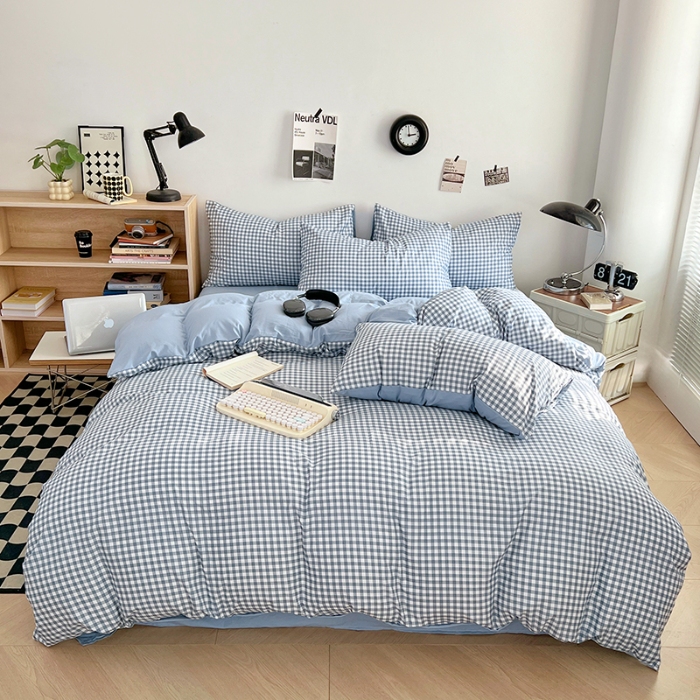 91家纺网 家纺一手货源 找家纺 （总）2025新款简约时尚无印风水洗棉四件套学生三件套床品套件