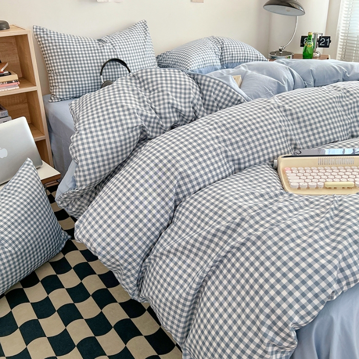 91家纺网 家纺一手货源 找家纺 （总）2025新款简约时尚无印风水洗棉四件套学生三件套床品套件