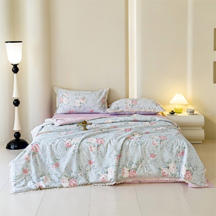 91家纺网 家纺一手货源 找家纺 （总）被窝 2025新款 全棉花边大豆棉夏被四件套（提供买家秀）