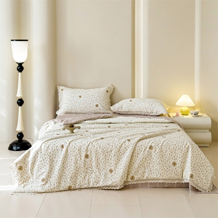 91家纺网 家纺一手货源 找家纺 （总）被窝 2025新款 全棉花边大豆棉夏被四件套（提供买家秀）