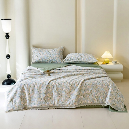 91家纺网 家纺一手货源 找家纺 （总）2025 全棉花边大豆夏被四件套薄被凉被纯棉夏凉被