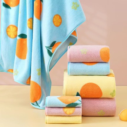 91家纺网 家纺一手货源 找家纺 心想事橙珊瑚绒毛巾浴巾套装珊瑚绒浴巾