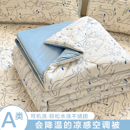 91家纺网 家纺一手货源 找家纺 （总）维洋家纺 2025（专版花型）A类凉感丝夏被凉感夏凉被双面加倍透气（四周踩棉）