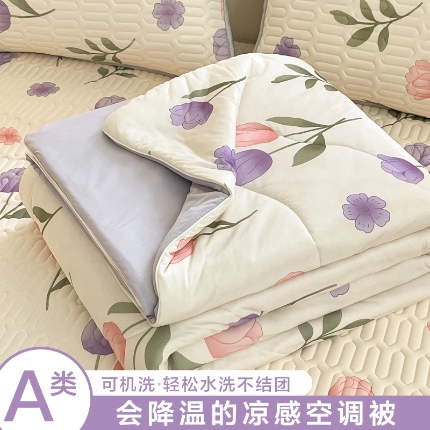 91家纺网 家纺一手货源 找家纺 （总）维洋家纺 2025（专版花型）A类凉感丝夏被凉感夏凉被双面加倍透气（四周踩棉）