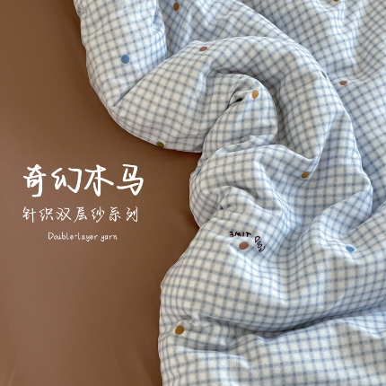 91家纺网 家纺一手货源 找家纺 （总2）诺梵家纺 2025新款A类有氧双层纱印花四件套