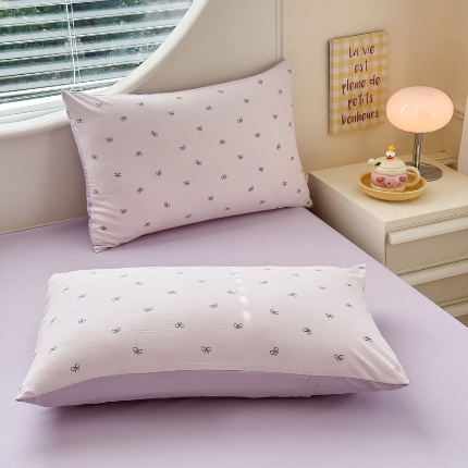 91家纺网 家纺一手货源 找家纺 （总）（总）2025新款针织棉双层纱印花枕套