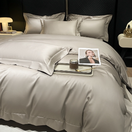 91家纺网 家纺一手货源 找家纺 （总）（总）星蕴家纺 2025新款纯色100支澳棉长绒棉摩卡系列四件套