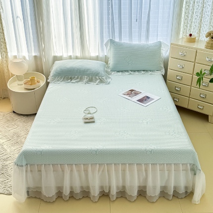 91家纺网 家纺一手货源 找家纺 （总）小萌虎 2025新款A类冰块熊豆豆凉席床裙款