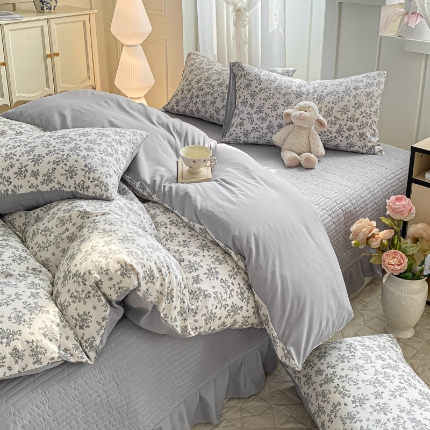 91家纺网 家纺一手货源 找家纺 （总）仟网汇 2025新款针织双层纱床盖四件套