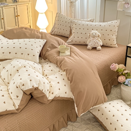 91家纺网 家纺一手货源 找家纺 （总）仟网汇 2025新款针织双层纱床盖四件套