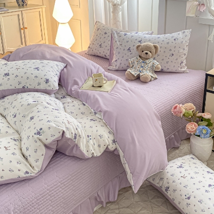 91家纺网 家纺一手货源 找家纺 （总）仟网汇 2025新款针织双层纱床盖四件套