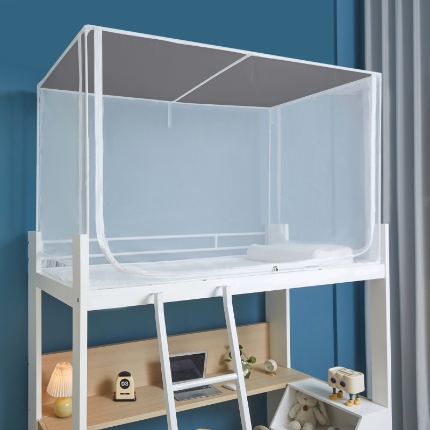 91家纺网 家纺一手货源 找家纺 （总）梦精灵家纺 2025新款方顶学生蚊帐三开门宿舍学生款坐床拉链防尘学生寝室蚊帐（送风扇杆）