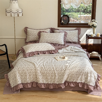 91家纺网 家纺一手货源 找家纺 (总）2025新款有氧双层纱法式花边夏被夏被四件套夏凉被子