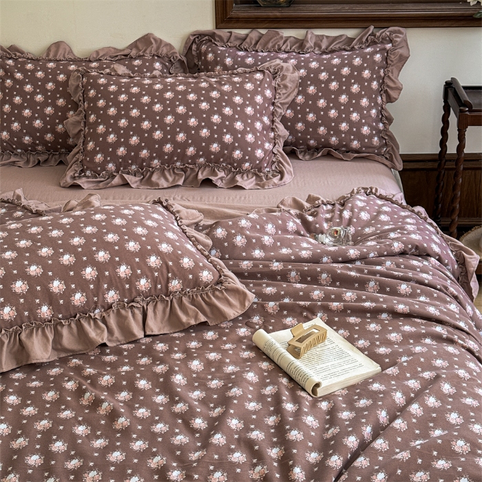 91家纺网 家纺一手货源 找家纺 (总）2025新款有氧双层纱法式花边夏被夏被四件套夏凉被子