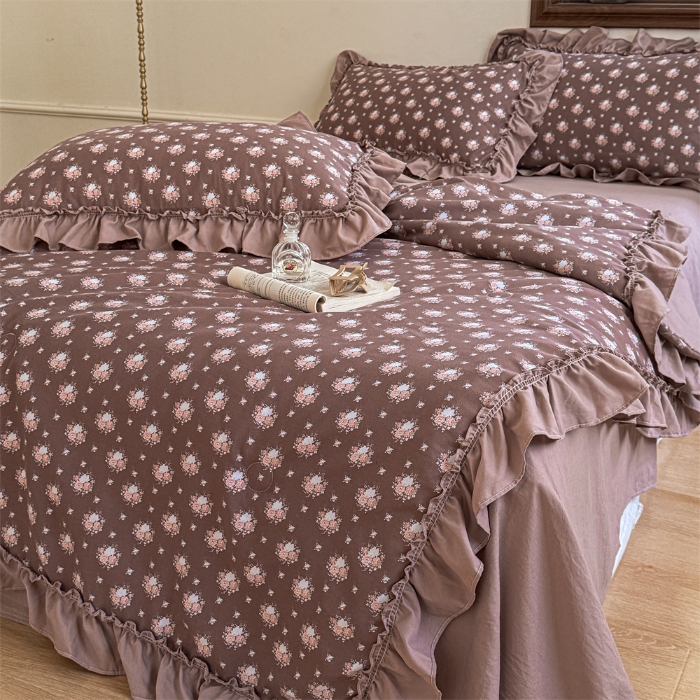 91家纺网 家纺一手货源 找家纺 (总）2025新款有氧双层纱法式花边夏被夏被四件套夏凉被子