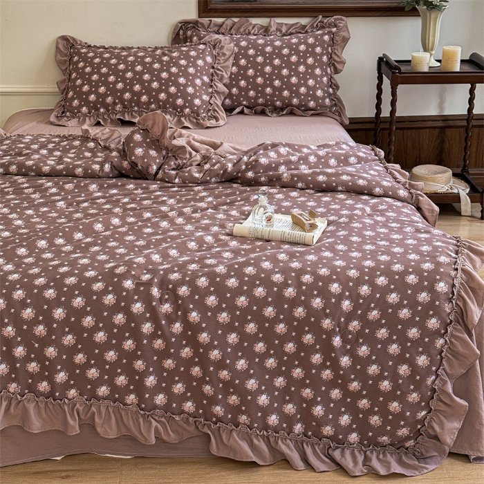 91家纺网 家纺一手货源 找家纺 (总）2025新款有氧双层纱法式花边夏被夏被四件套夏凉被子