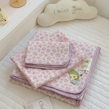 赫梵茜 2025新款有氧针织双层纱单床盖床盖三件套床盖四件套 伊莲娜