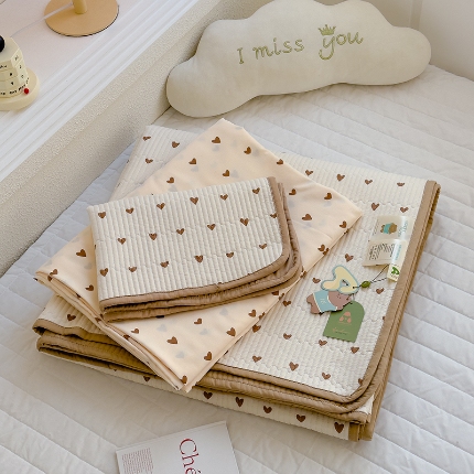 赫梵茜 2025新款有氧针织双层纱单床盖床盖三件套床盖四件套 甜心