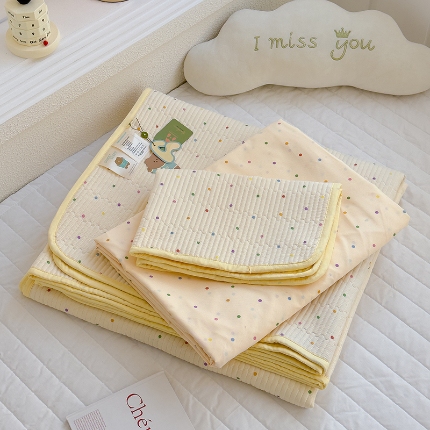 赫梵茜 2025新款有氧针织双层纱单床盖床盖三件套床盖四件套 奶油波波