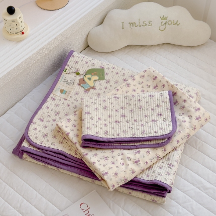 赫梵茜 2025新款有氧针织双层纱单床盖床盖三件套床盖四件套 蕾拉小姐