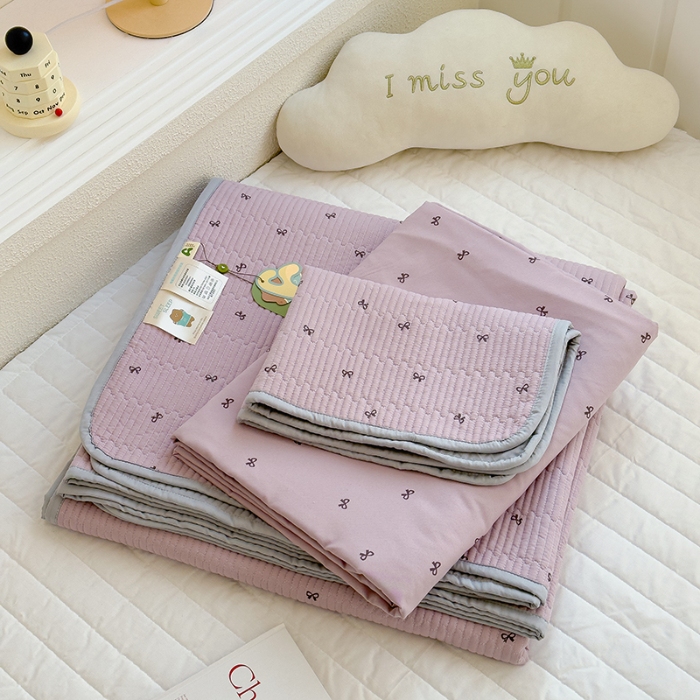 91家纺网 家纺一手货源 找家纺 赫梵茜 2025新款有氧针织双层纱单床盖床盖三件套床盖四件套 结美