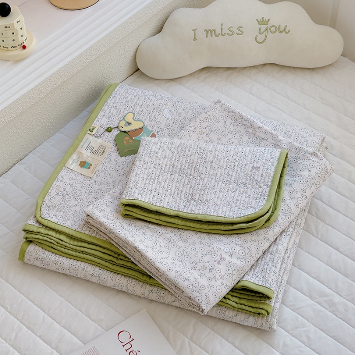 91家纺网 家纺一手货源 找家纺 赫梵茜 2025新款有氧针织双层纱单床盖床盖三件套床盖四件套 安琪拉兔