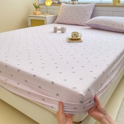 91家纺网 家纺一手货源 找家纺 （总）2025新款针织棉双层纱印花单床笠 床笠三件套