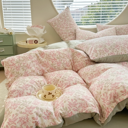 91家纺网 家纺一手货源 找家纺 （总）2025春夏款针织棉双层纱印花被套 被套三件套