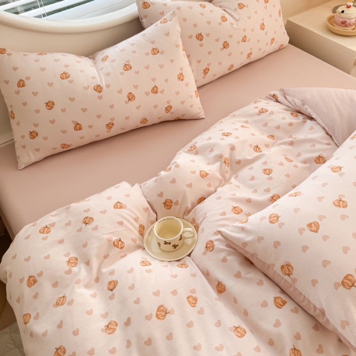 91家纺网 家纺一手货源 找家纺 （总）2025春夏款针织棉双层纱印花被套 被套三件套