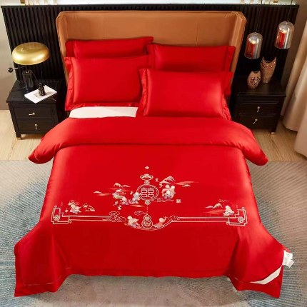 缦纯家纺 2025新款婚庆款蚕丝被 100柞蚕丝被 保真可检测 手工蚕丝被 婚庆被 百子迎福