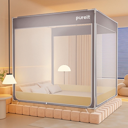 91家纺网 家纺一手货源 找家纺 （总）家用卧室蒙古包坐床婴儿童折全保底防掉床1米8床免安装防摔蚊帐批发