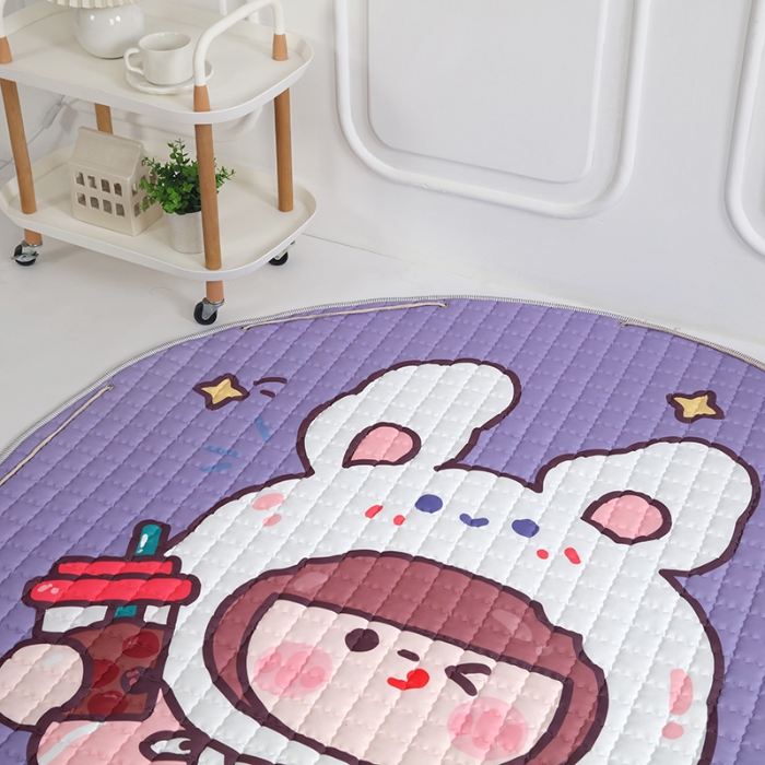 91家纺网 家纺一手货源 找家纺 沁童 收纳垫直径1.5m 兔子女孩