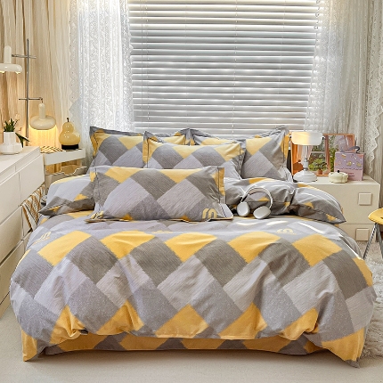 91家纺网 家纺一手货源 找家纺 (总) 简约 2025新款全棉四件套活性生态磨毛四件套