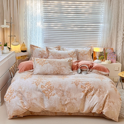 91家纺网 家纺一手货源 找家纺 (总) 简约 2025新款全棉四件套活性生态磨毛四件套