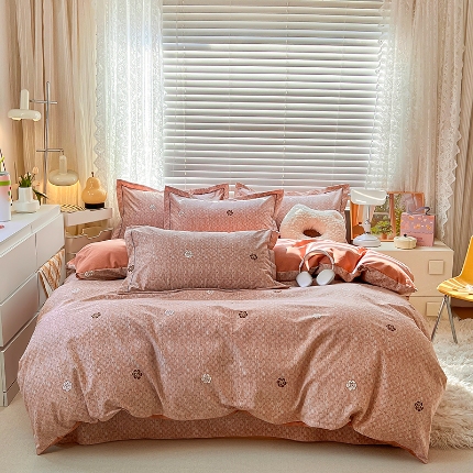 91家纺网 家纺一手货源 找家纺 (总) 简约 2025新款全棉四件套活性生态磨毛四件套