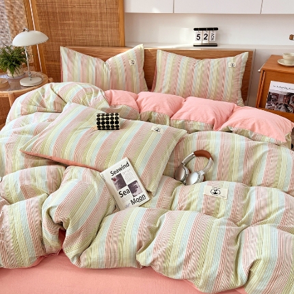 91家纺网 家纺一手货源 找家纺 （总）2025新款全棉色织印花水洗棉四件套床品套件单床单被套