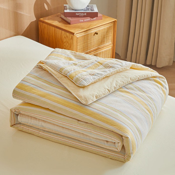 91家纺网 家纺一手货源 找家纺 （总）金喜2025 新款全棉色织水洗棉夏被夏凉被夏天薄被子-羽丝棉单夏被系列