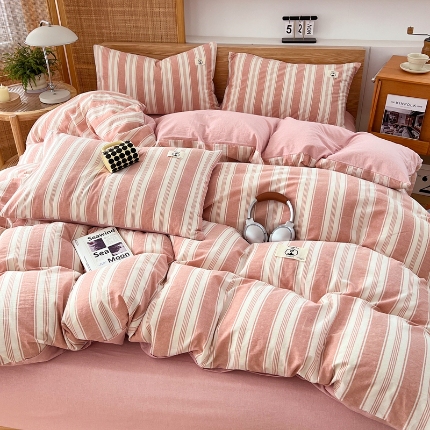 91家纺网 家纺一手货源 找家纺 （总）2025新款全棉色织印花水洗棉四件套床品套件单床单被套