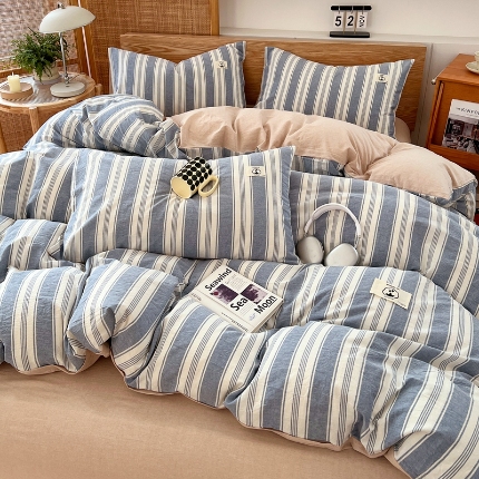 91家纺网 家纺一手货源 找家纺 （总）2025新款全棉色织印花水洗棉四件套床品套件单床单被套