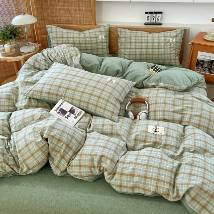 91家纺网 家纺一手货源 找家纺 （总）2025新款全棉色织印花水洗棉四件套床品套件单床单被套