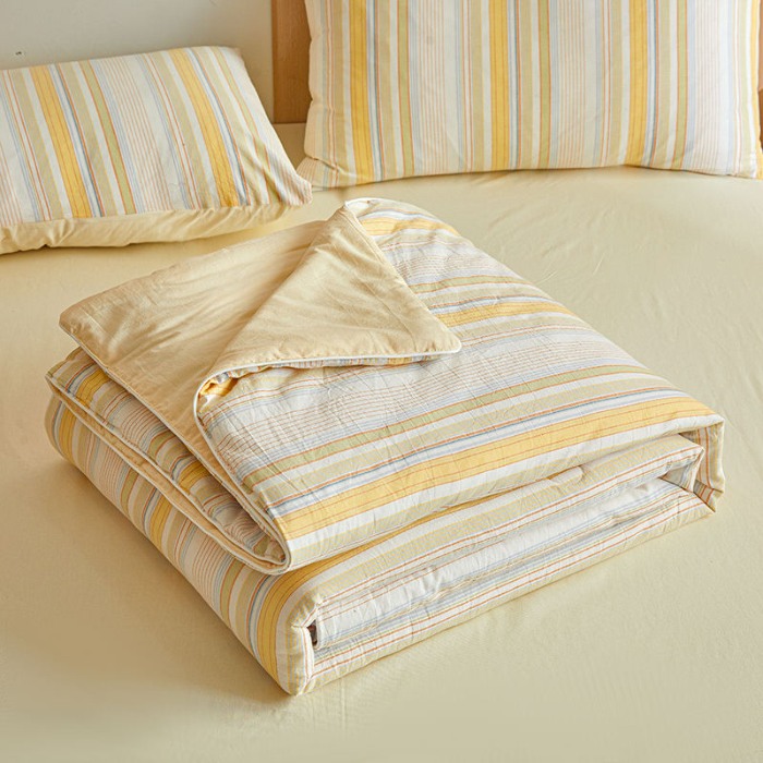 91家纺网 家纺一手货源 找家纺 （总）金喜2025 新款全棉夏被四件套色织水洗棉夏被夏凉被春秋被冬被四件套-羽丝棉被四件套系列