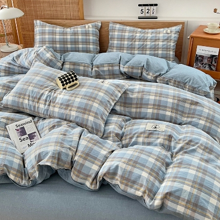 91家纺网 家纺一手货源 找家纺 （总）2025新款全棉色织印花水洗棉四件套床品套件单床单被套