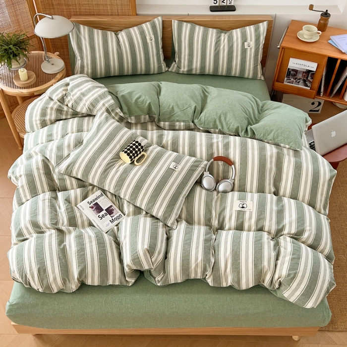 91家纺网 家纺一手货源 找家纺 （总）2025新款全棉色织印花水洗棉四件套床品套件单床单被套