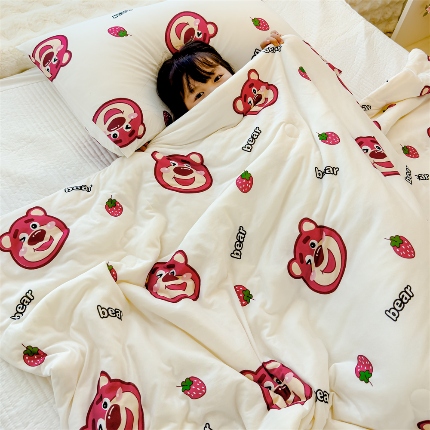 91家纺网 家纺一手货源 找家纺 2025新款牛奶丝针织棉夏被夏凉被被芯