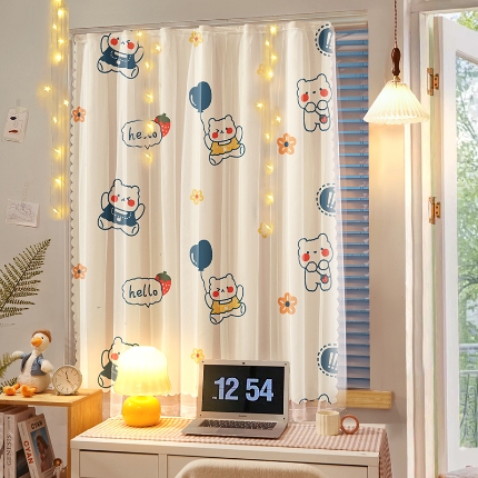 91家纺网 家纺一手货源 找家纺 （总）免打孔魔术贴遮光窗帘粘贴宿舍飘窗透光不透人租房纱帘布成品批发