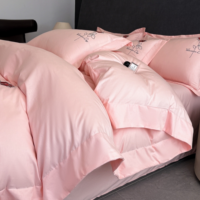 91家纺网 家纺一手货源 找家纺 （总）（控价）2025新款 专版花型 高克重A类 全棉长绒棉精工刺绣四件套-梅琳娜